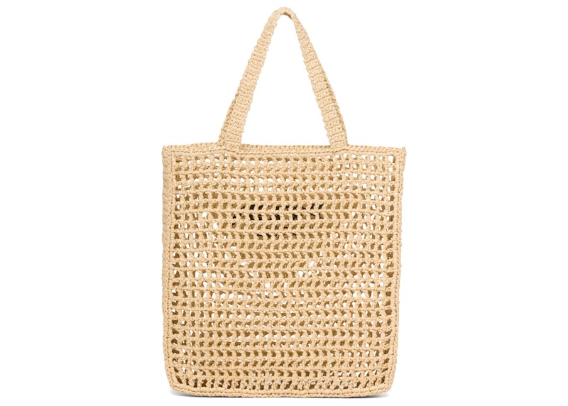 Prada Raffia Tote Bag Tan