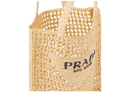 Prada Raffia Tote Bag Tan