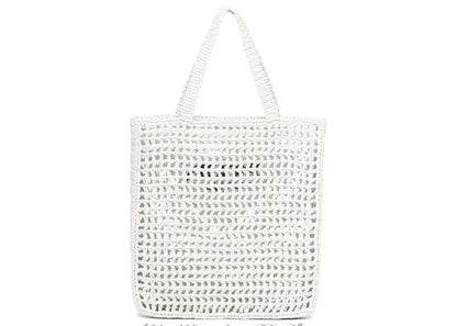Prada Raffia Tote Bag White