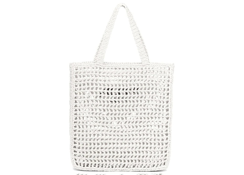 Prada Raffia Tote Bag White