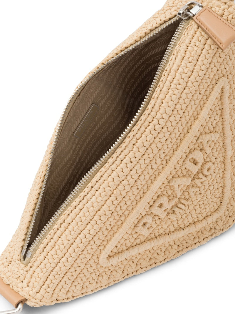 Prada Raffia Triangle Bag Tan