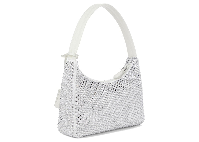 Prada Re-Edition 2000 Crystal Mini Bag White