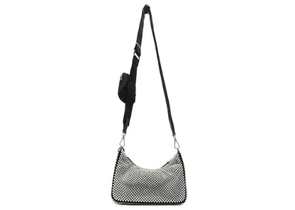 Prada Re-Edition 2005 Crystal-Embellished Satin Bag Silver