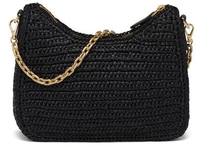 Prada Re-Edition 2005 Raffia Bag Black