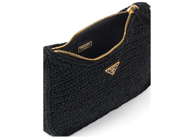 Prada Re-Edition 2005 Raffia Bag Black