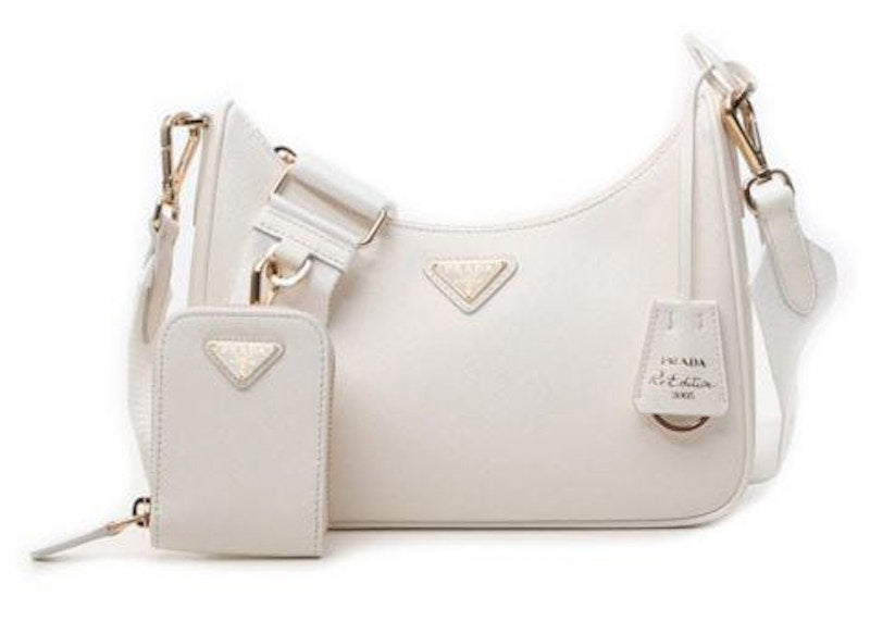 Prada Re-Edition 2005 Saffiano Leather Shoulder Bag White