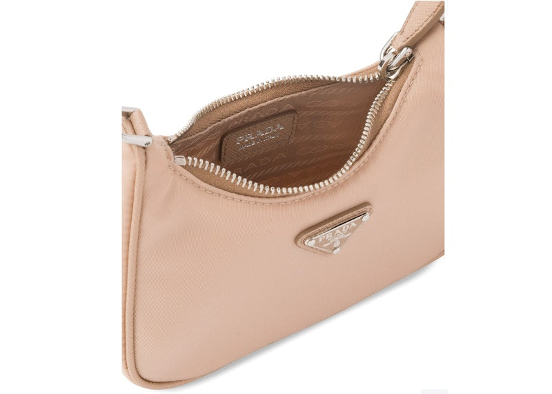 Prada Re-Edition Shoulder Bag Mini Nylon Cameo Beige