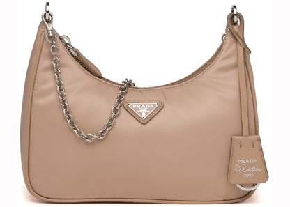 Prada Re-Edition 2005 Shoulder Bag Nylon Cameo Beige