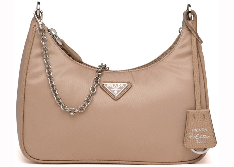 Prada Re-Edition 2005 Shoulder Bag Nylon Cameo Beige