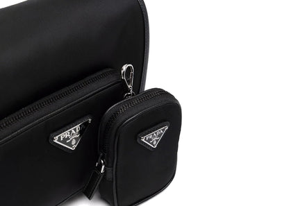 Prada Re-Nylon Satchel Bag Detachable Coin Purse Black