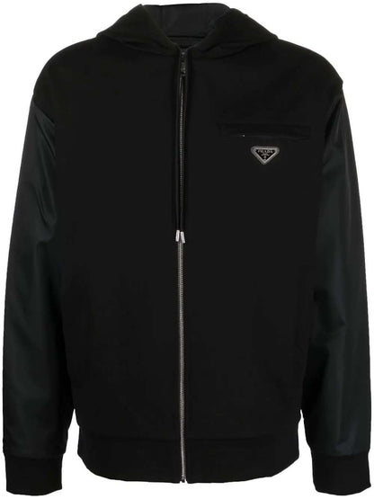 Prada Re-Nylon Zipped Hoodie Black