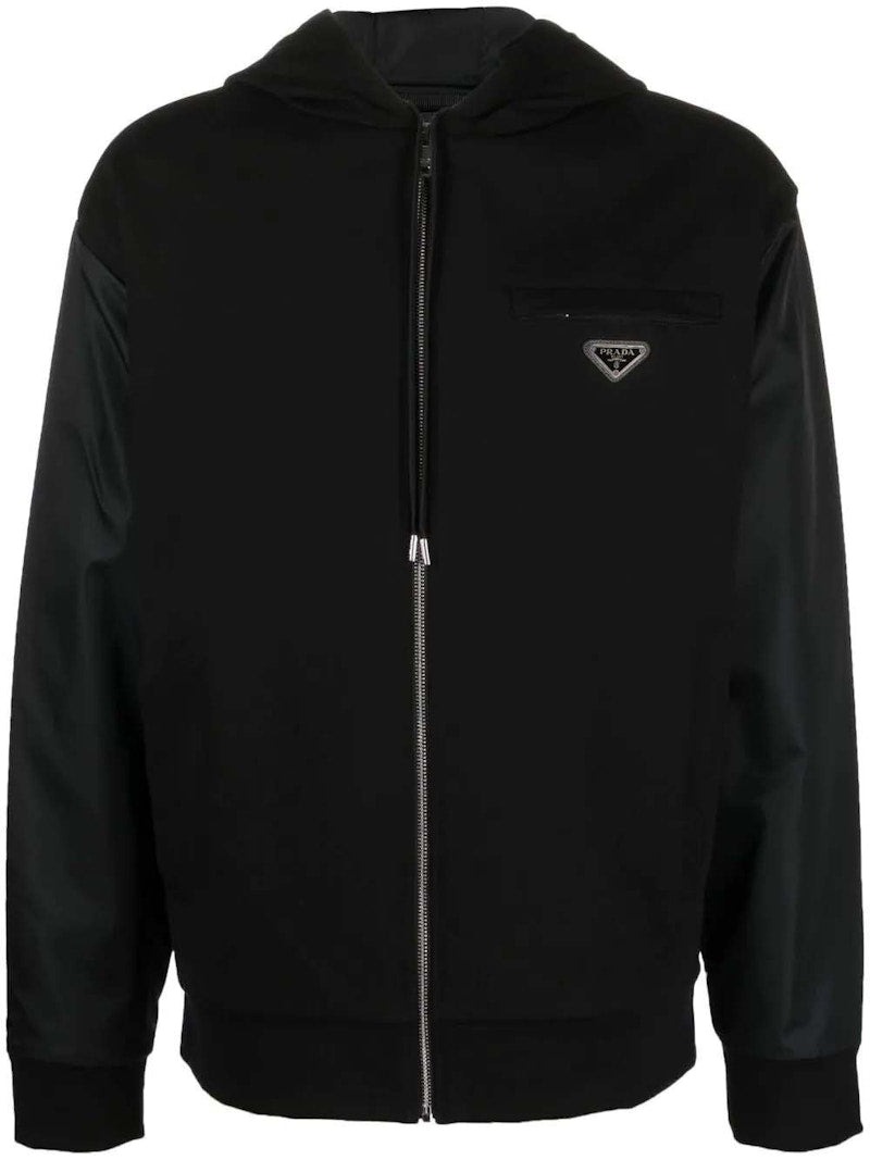 Prada Re-Nylon Zipped Hoodie Black