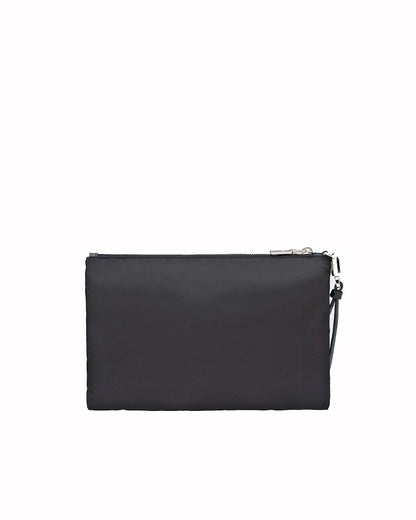 Prada Re-Nylon and Saffiano Leather Pouch Black