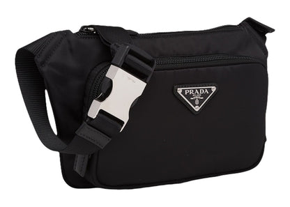 Prada Re-Nylon and Saffiano Leather Shoulder Bag Black