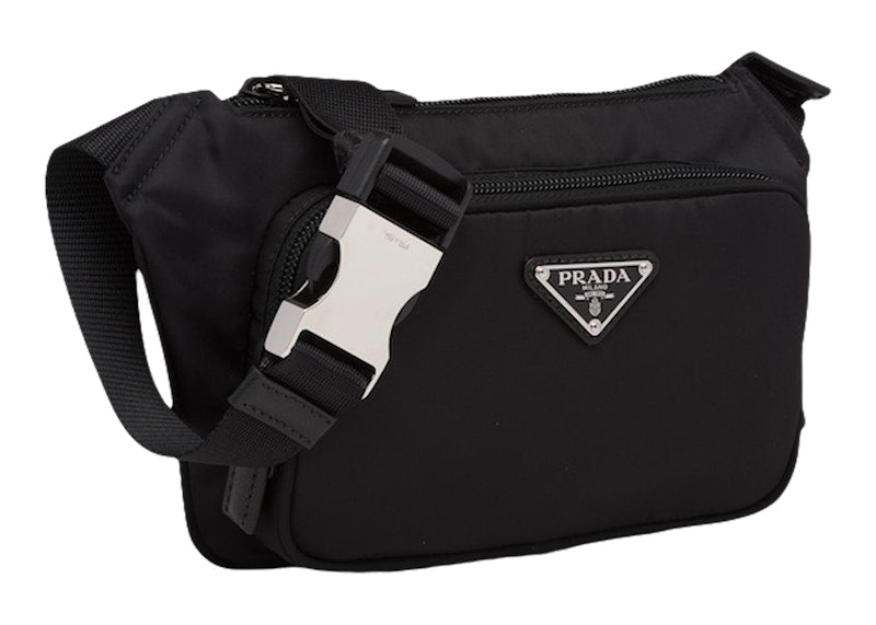 Prada Re-Nylon and Saffiano Leather Shoulder Bag Black