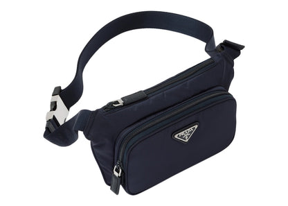 Prada Re-Nylon and Saffiano Leather Shoulder Bag Navy