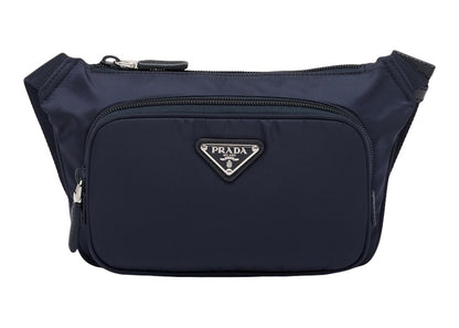Prada Re-Nylon and Saffiano Leather Shoulder Bag Navy