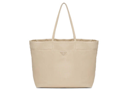 Prada Re-Nylon and Saffiano Leather Tote Bag Desert Beige