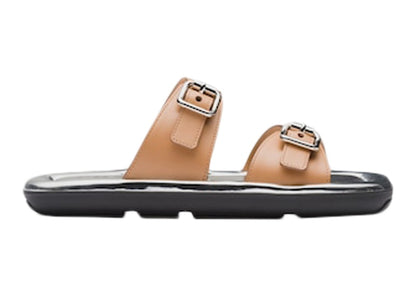 Prada Rectangle Sandals Beige Leather