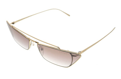 Prada Rectangular Sunglasses Gold/Brown/Brown Mirror-Silver Gradient (0PR 64US ZVN4O0)