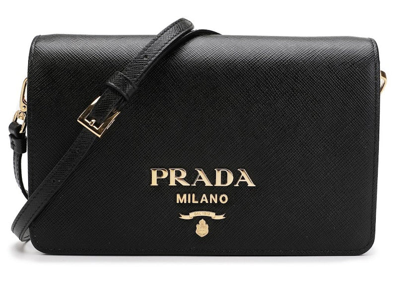 Prada Saffiano Leather Crossbody Mini Black