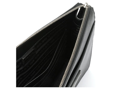 Prada Saffiano Leather Pouch Black