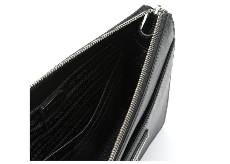 Prada Saffiano Leather Pouch Black