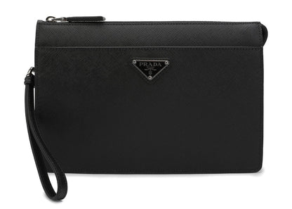 Prada Saffiano Leather Pouch Black