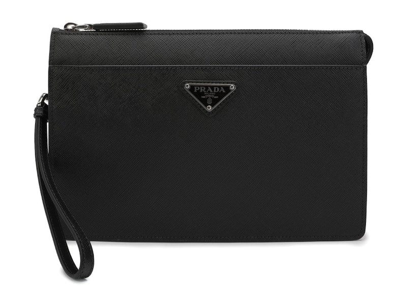 Prada Saffiano Leather Pouch Black