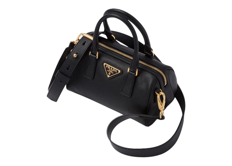 Prada Saffiano Leather Top Handle Bag Black