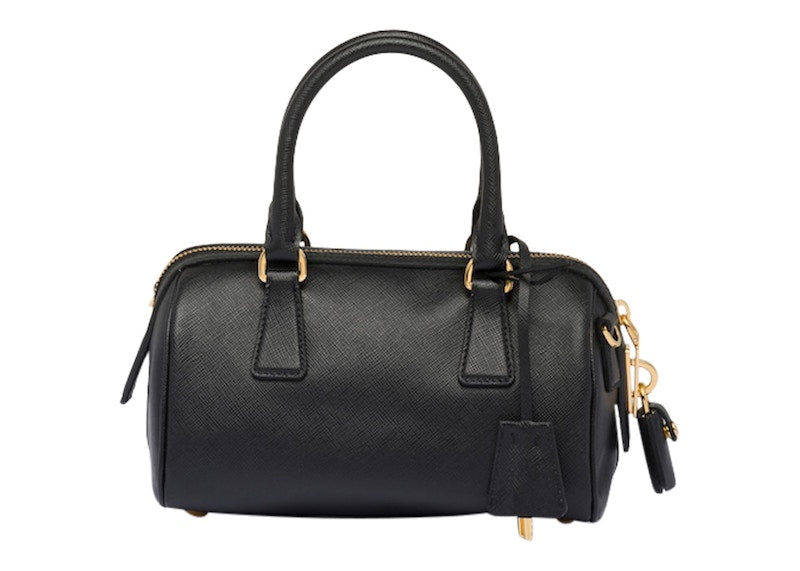 Prada Saffiano Leather Top Handle Bag Black