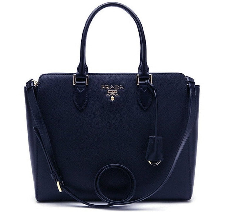 Prada Saffiano Lux Handbag Navy Blue
