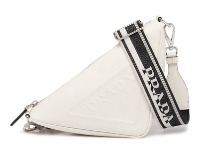 Prada Saffiano Triangle Bag White