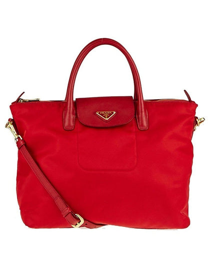 Prada Shopping Tote Tessuto Saffiano Red
