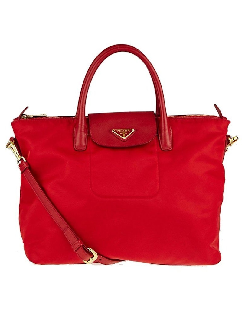 Prada Shopping Tote Tessuto Saffiano Red
