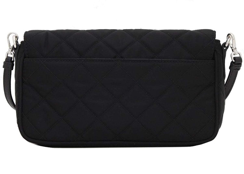 Prada Shoulder Bag Quilted Tessuto Black