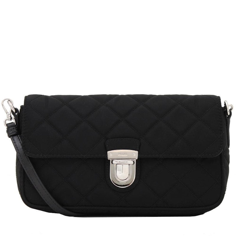 Prada Shoulder Bag Quilted Tessuto Black