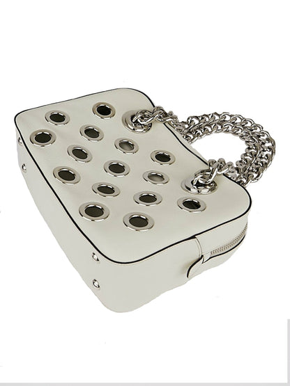 Prada Grommet Shoulder Bag Vitello Daino White