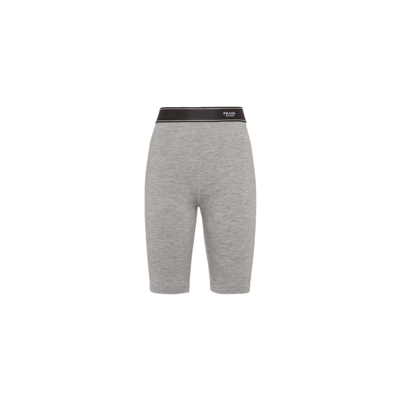Prada Silk and Cashmere Biker Shorts Grey