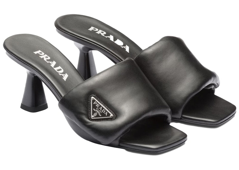 Prada Soft Padded 65mm Sandals Black Nappa Leather