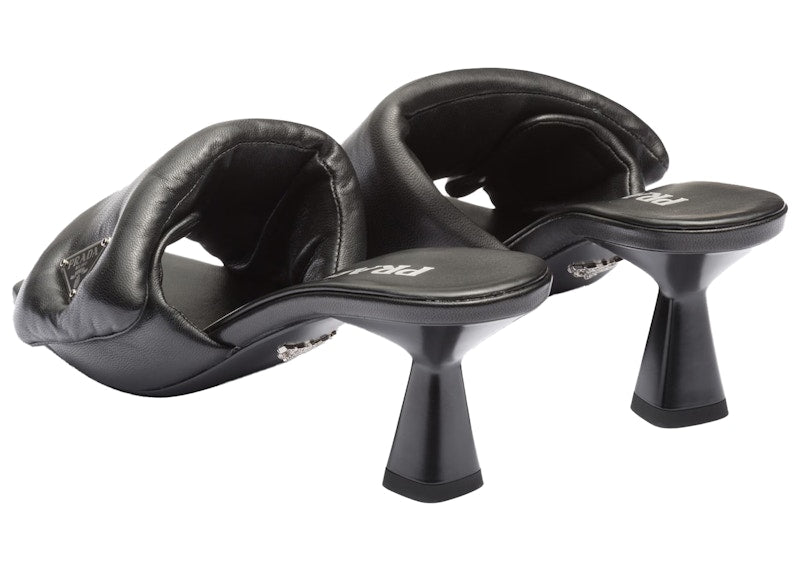 Prada Soft Padded 65mm Sandals Black Nappa Leather