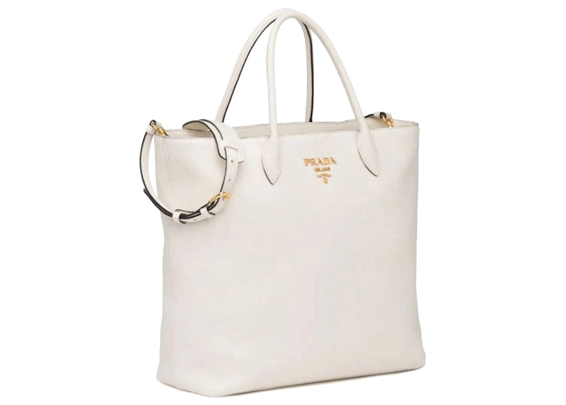 Prada Square Shopping Bag Large White/Beige