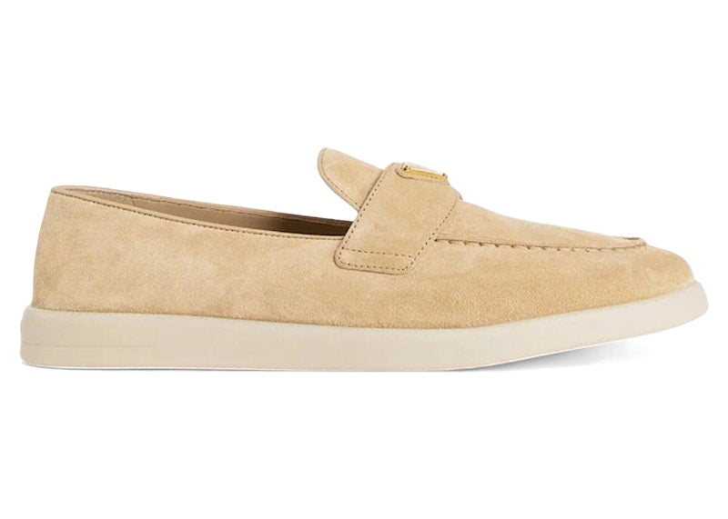 Prada Suede Leather Loafers Ecru (Women's)