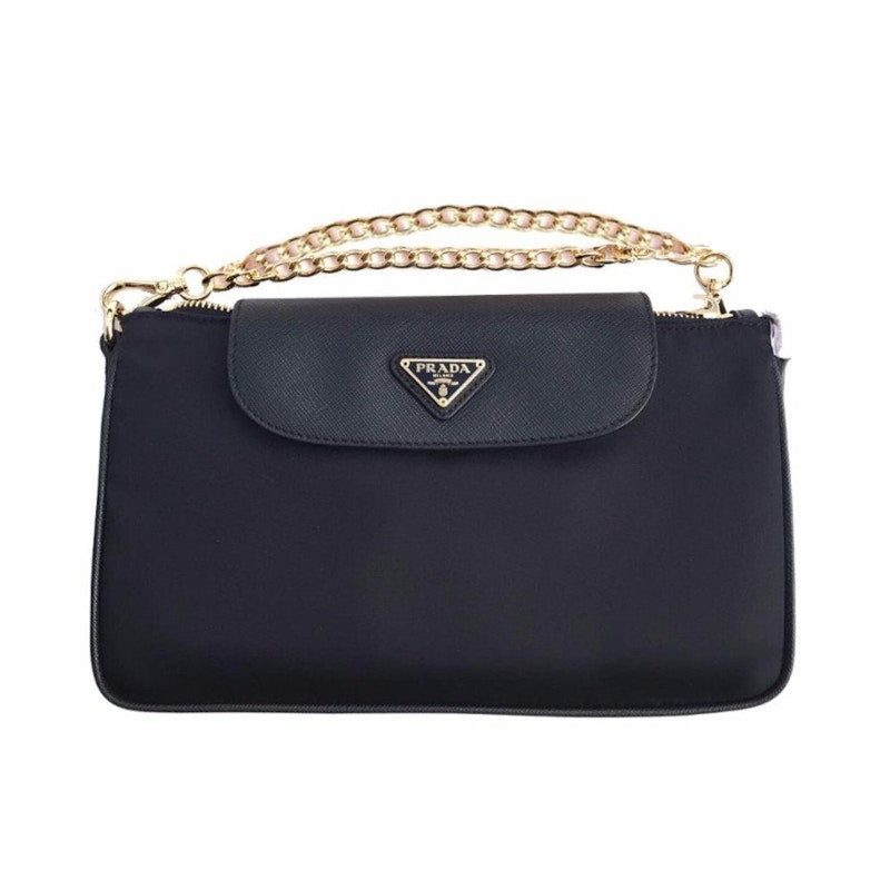 Prada Tessuto Clutch Saffiano Nylon Navy Blue