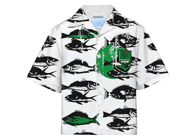 Prada Timecapsule September 2021 Poplin Shirt White/Green