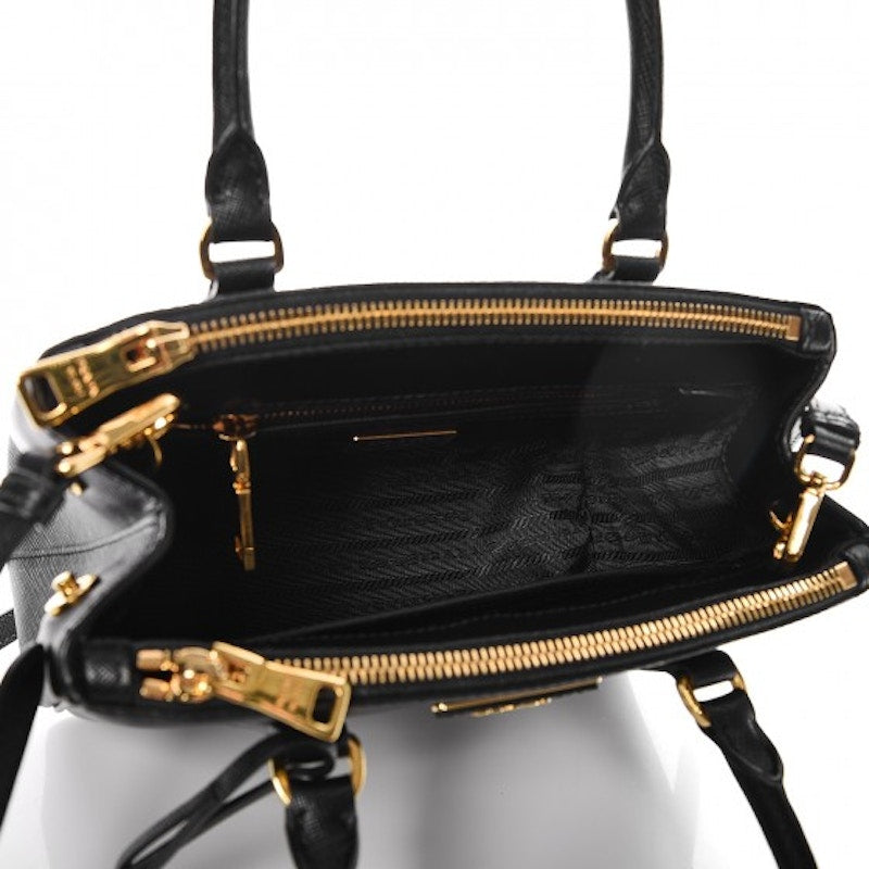 Prada Galleria Double Zip Tote Saffiano Mini Nero Black