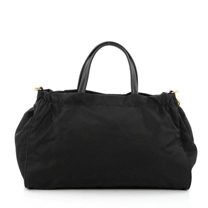 Prada Zip Convertible Tote Tessuto/Saffiano Medium Black
