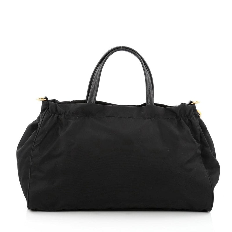 Prada Zip Convertible Tote Tessuto/Saffiano Medium Black