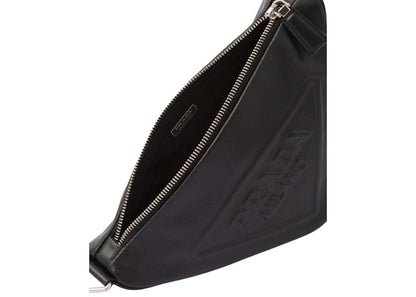 Prada Triangle Leather Shoulder Bag Black