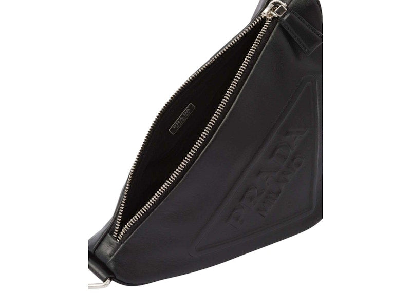 Prada Triangle Leather Shoulder Bag Black